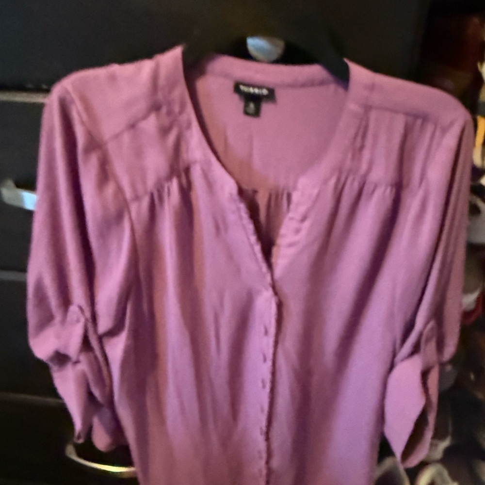 Mauve Button-Front Women's Blouse - Unknown Brand
